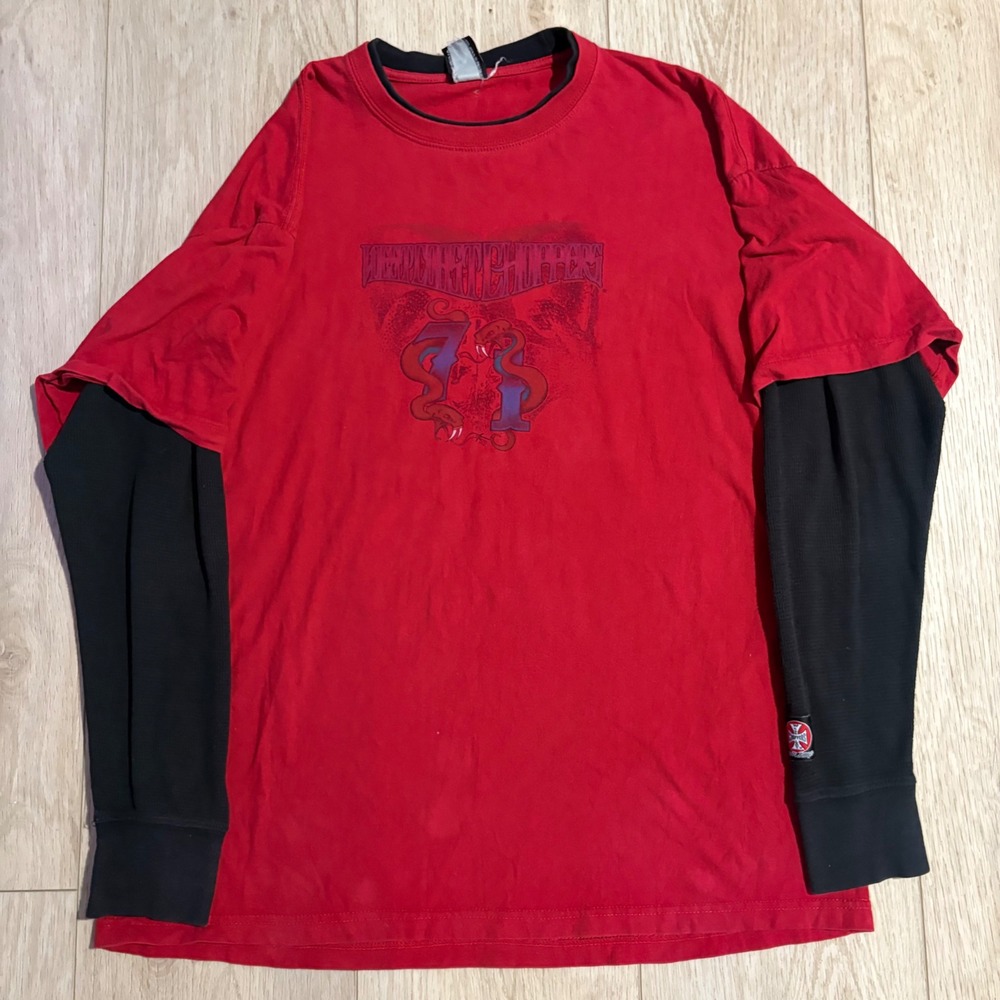 Vintage Y2K West Coast Choppers T Shirt Mens Double Layer Red Biker Size Large